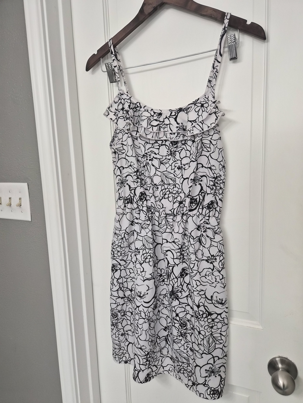 Black & White Floral Ruffled Sundress